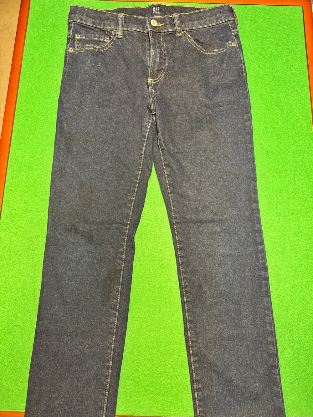 GAP girls Stretch Skinny Jeans - Indigo with Gold Stitching